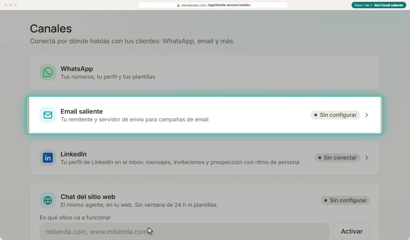 Abrí Email saliente