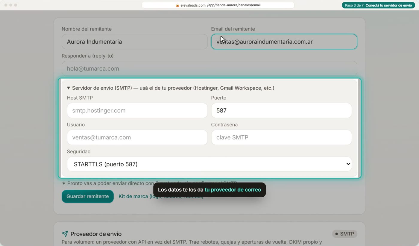Conectá tu servidor de envío