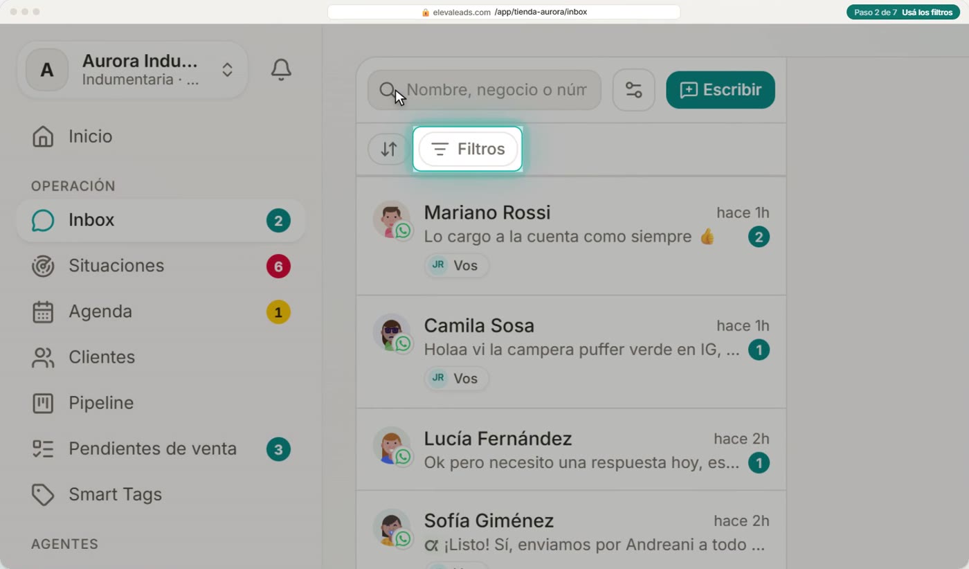 Usá los filtros