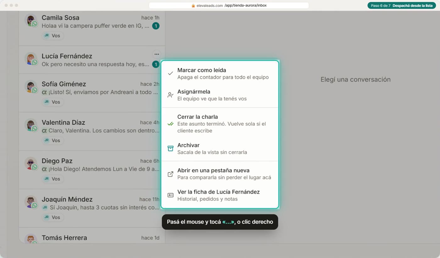 Despachá desde la lista