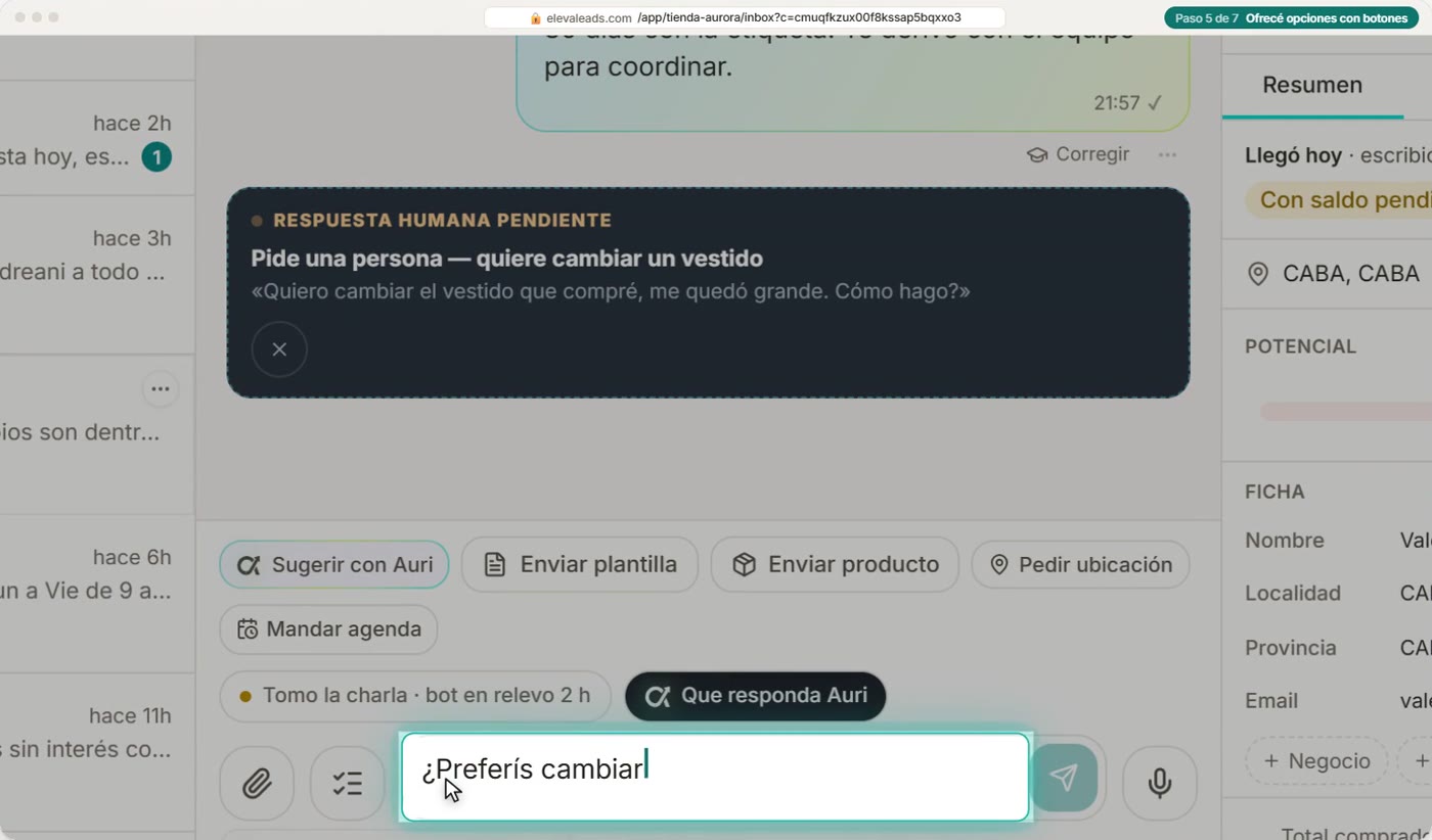 Ofrecé opciones con botones
