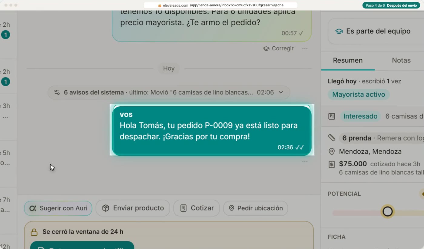 Después del envío