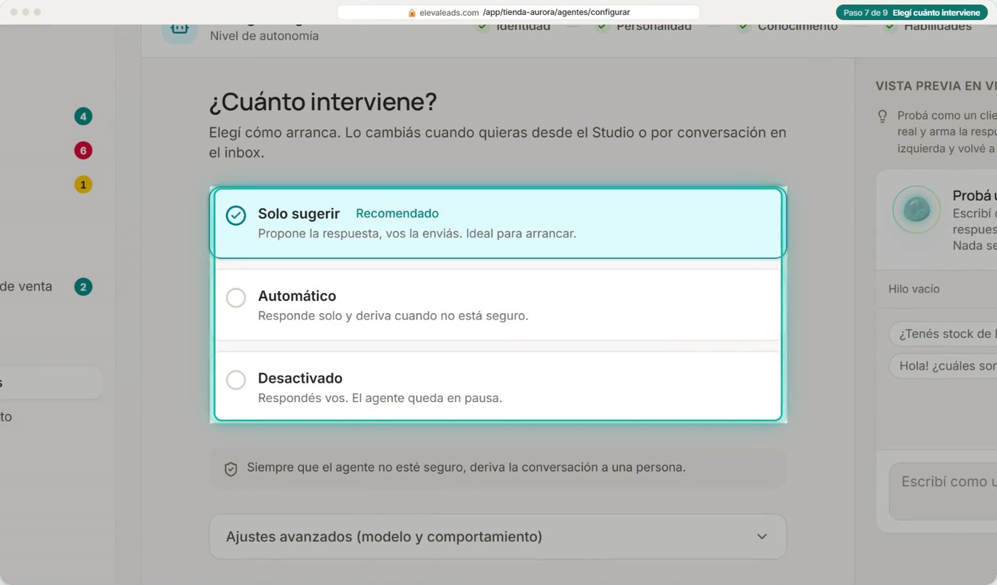 Elegí cuánto interviene