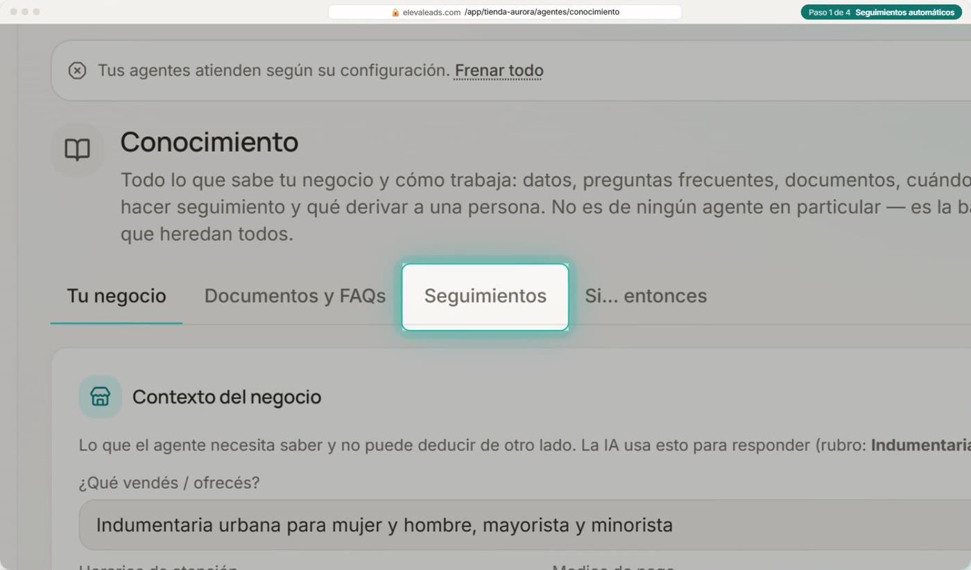 Seguimientos automáticos