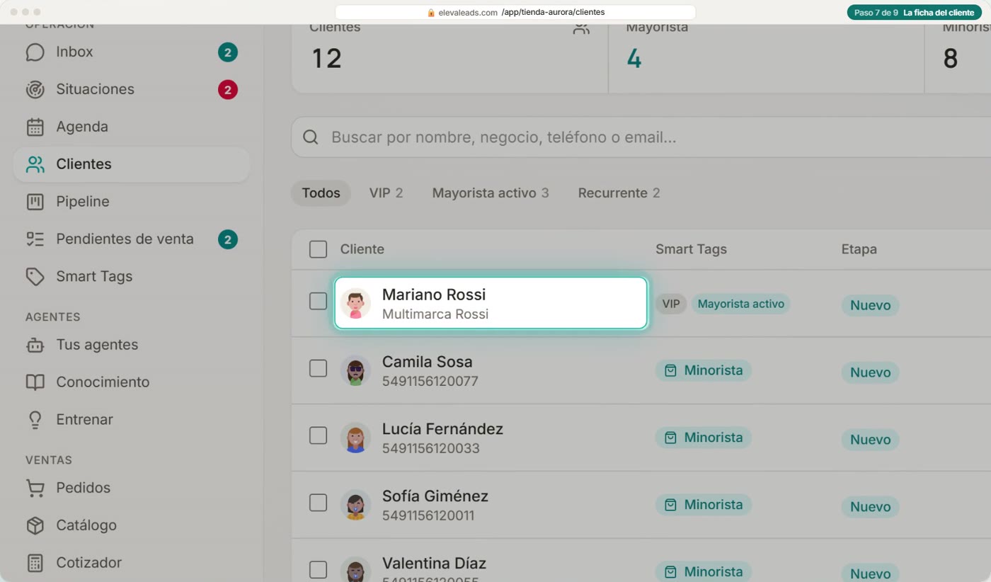 La ficha del cliente