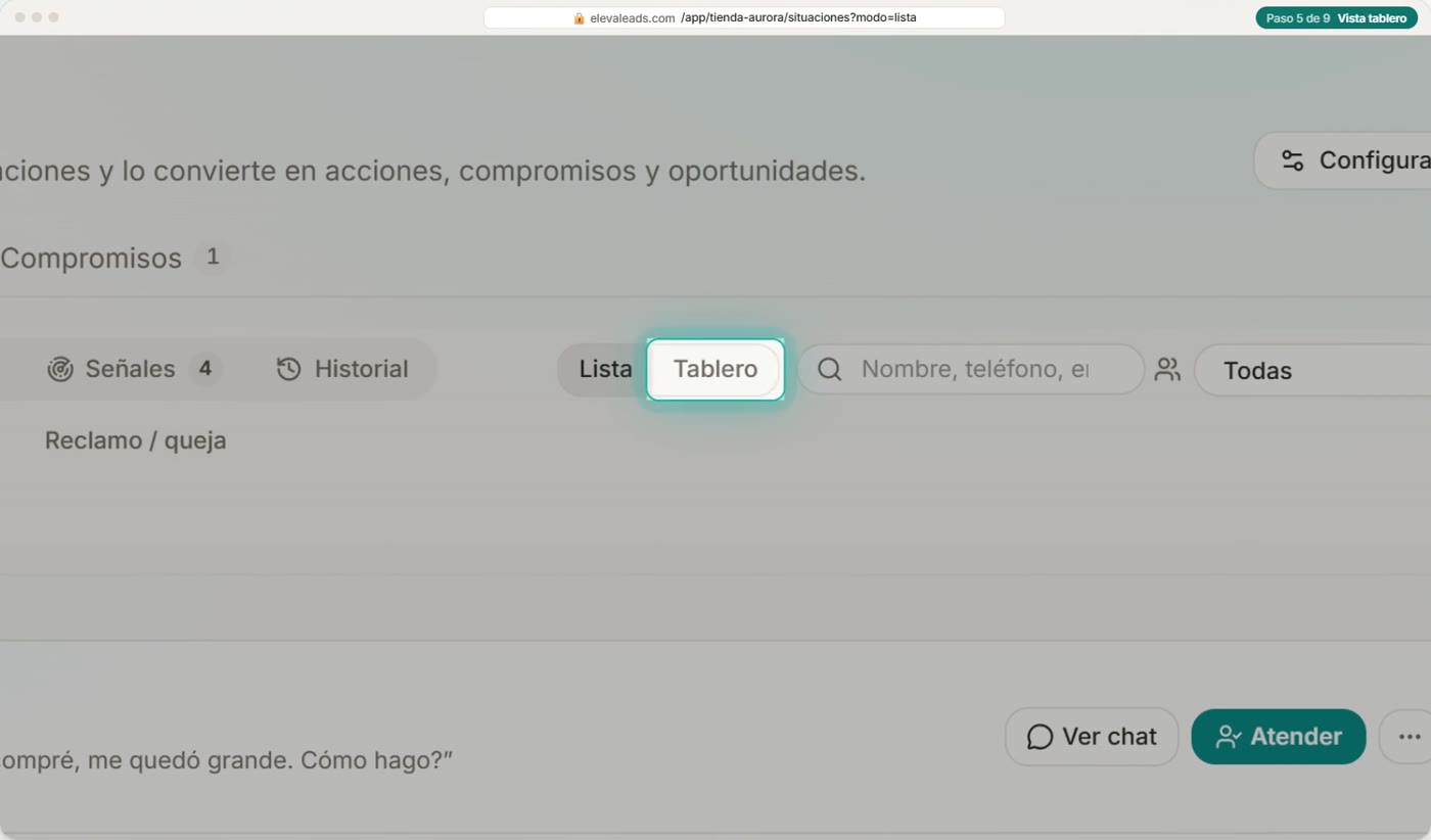 Vista tablero