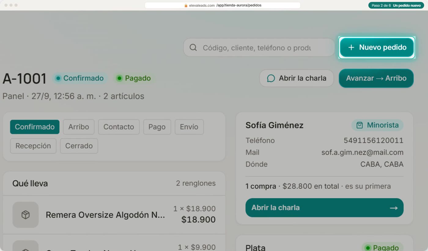 Un pedido nuevo