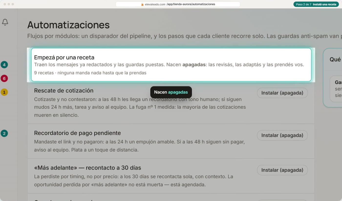 Instalá una receta